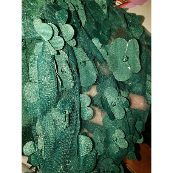 SHEIN Curve Size 2XL Polyester Green Midi Dress Sheer Puff Long sleeves w/petals - Picture 12 of 12